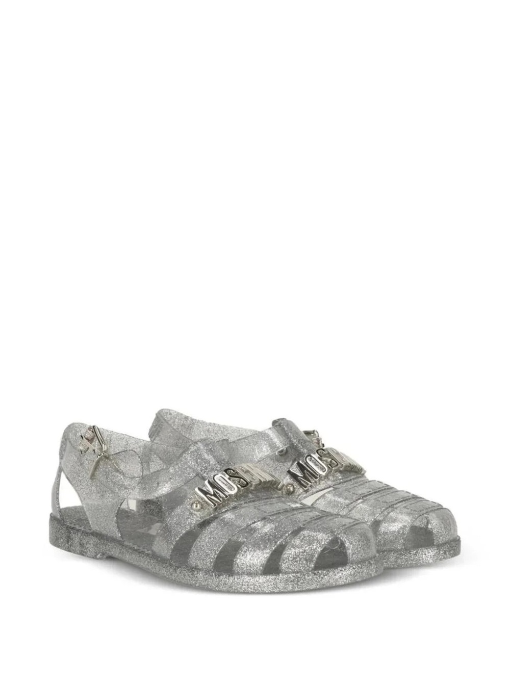 Moschino Kids Glitter Silver Jelly Fisherman Sandals